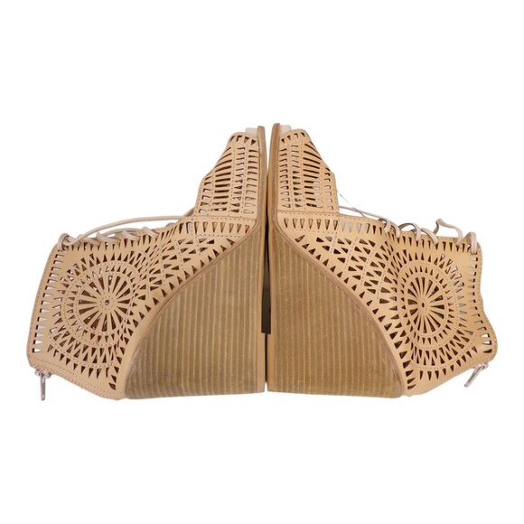 Jeffrey Campbell Rodillo Wedge Sandals Size 9 Tan Leather Lace Up #1257 - Picture 5 of 10